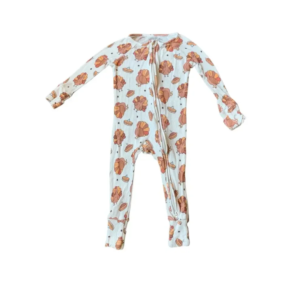 Caden Lane Waffle Knit Turkey Treats Convertible Romper